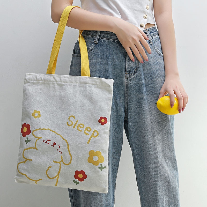Túi vải in họa tiết hoạt hình dễ thương cho nữ