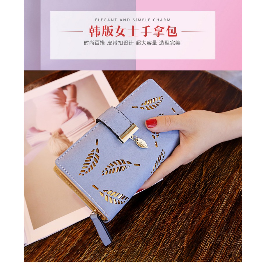 Ví dài chiếc lá/kẻ ô vuông cao cấp phong cách Hàn Quốc 2018 | BigBuy360 - bigbuy360.vn