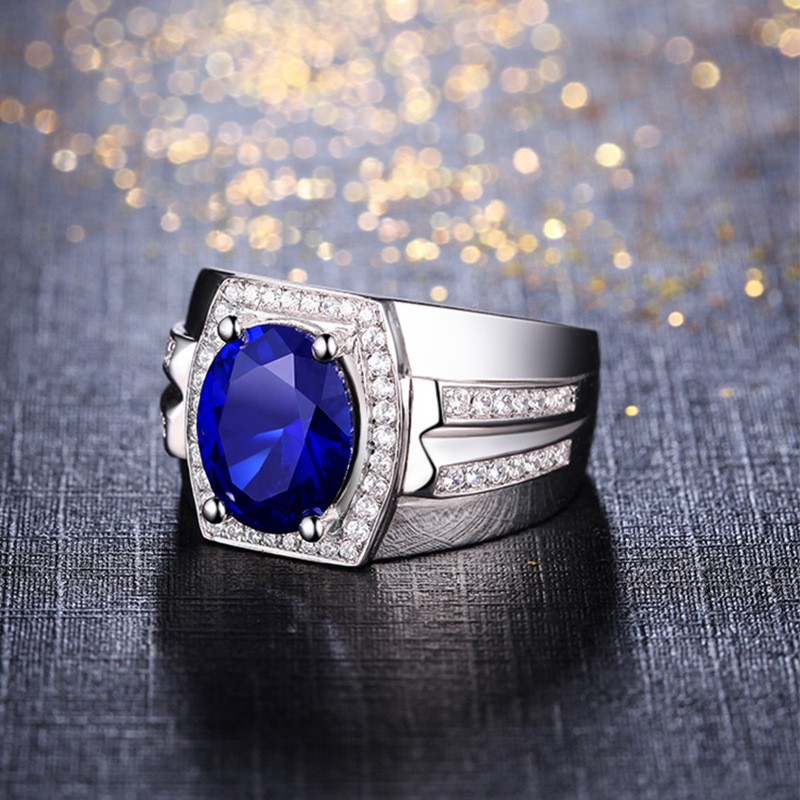 Nhẫn Bạc Nam Nữ Nhẫn Đính Hôn Sapphire Kim Cương