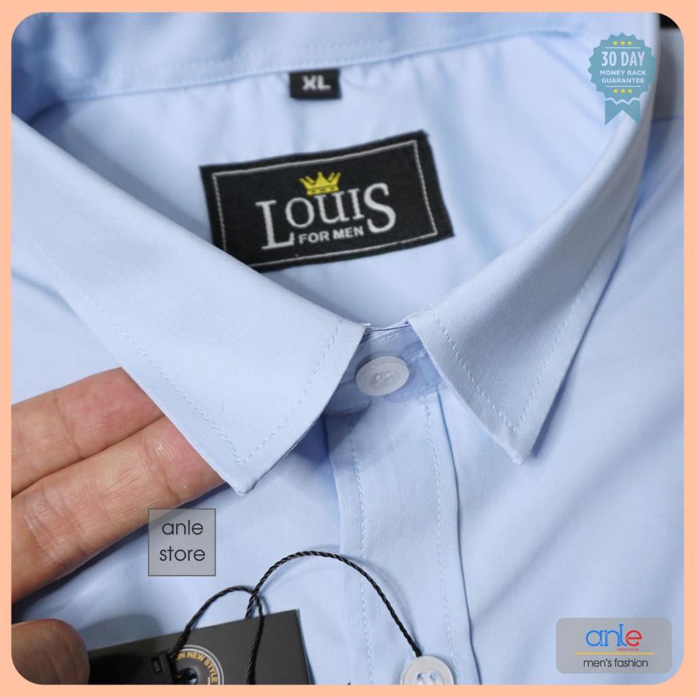 Áo sơ mi nam Ngắn tay Louis Công sở form Slimfit Cotton lụa cao cấp hàng hiệu cộc tay kiểu dáng ôm - Anle Store 💝