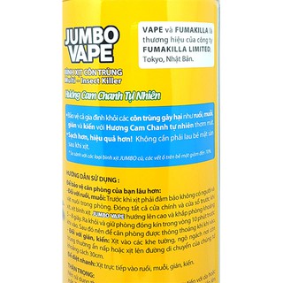 Bình xịt côn trùng Jumbo Vape hương cam chanh/ Lavender/ Không mùi 600ml