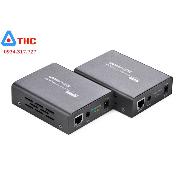 Bộ kéo dài tín hiệu HDMI 100m qua cáp lan Cat5,6 Ugreen 40210 chính hãng full vat