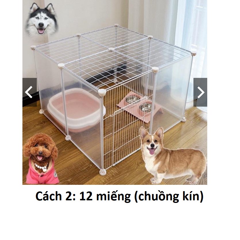 Hanpet.GV- Chuồng quây chó mèo sóc thỏ 12 Miếng (11 sắt + 1 cửa + chốt)  Chuồng quây chó mèo