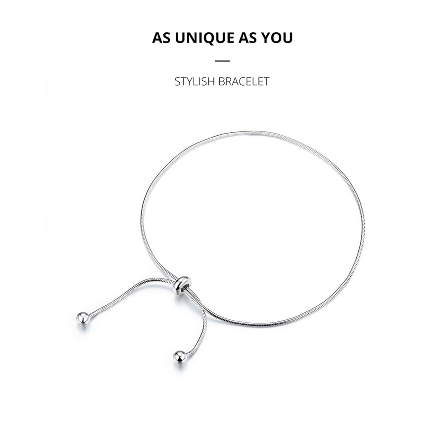 Lắc chân Bamoer SCT016 làm bằng bạc 925 mạ Platinum có thể điều chỉnh kích cỡ