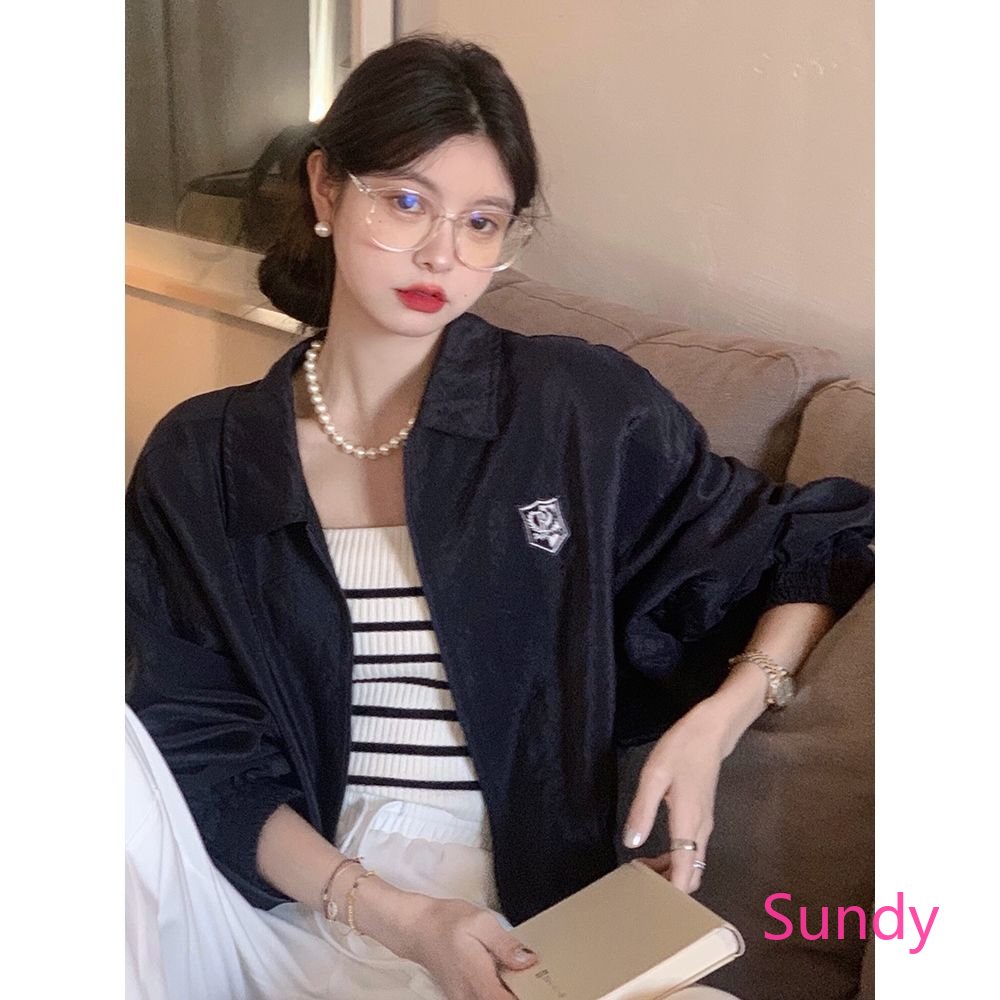 Áo Khoác Chống Nắng Tay Dài Dáng Rộng Phong Cách Mùa Thu Đơn Giản Cho Nữ