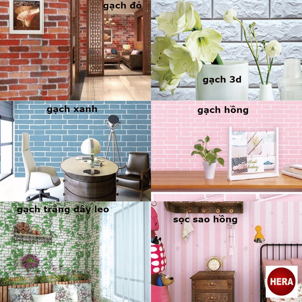 Giấy dán tường màu trơn pastel có sẵn keo khổ rộng 45 cm dài 10 mét / 1 cuộn HERA