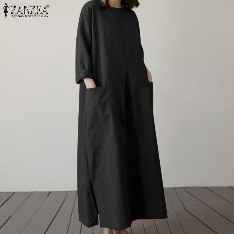 Đầm ZANZEA tay 3/4 dáng rộng phong cách châu Âu cá tính cho nữ