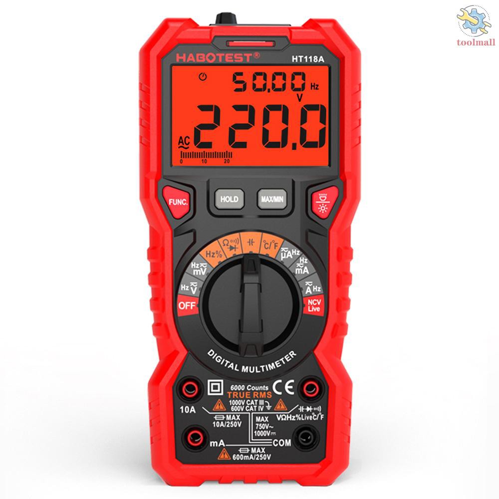 DC Đồng Hồ Đo Điện Áp Đa Năng Habotest Ht118A 6000 Màn Hình Lcd