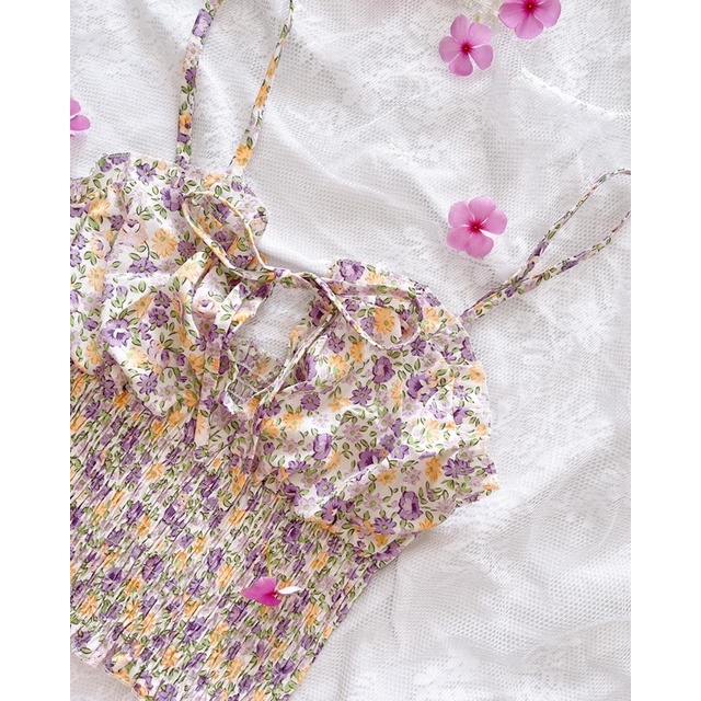 Áo 2 dây hoa nhí bo chun