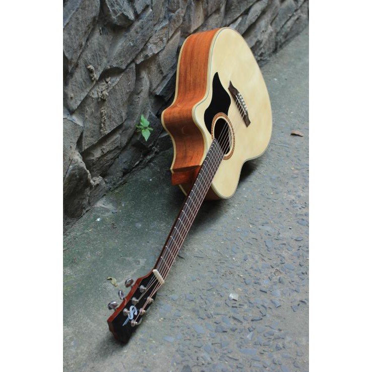 Đàn guitar acoustic giá rẻ, full gỗ thịt, có ty, khóa đúc mã ES140 màu sáng chính hãng S Việt