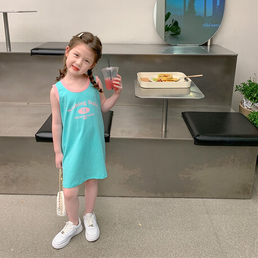 Đầm Sát Nách Dáng Vừa In Họa Tiết Xinh Xắn Thời Trang Cho Bé Gái