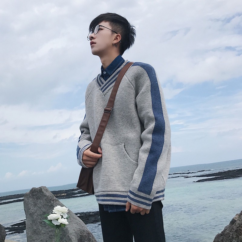 Áo khoác/Áo len nam, cổ chữ V, chui đầu, dễ kết hợp, phù hợp cho mùa thu, cập nhật xu hướng thời trang, mẫu mới nhất | BigBuy360 - bigbuy360.vn