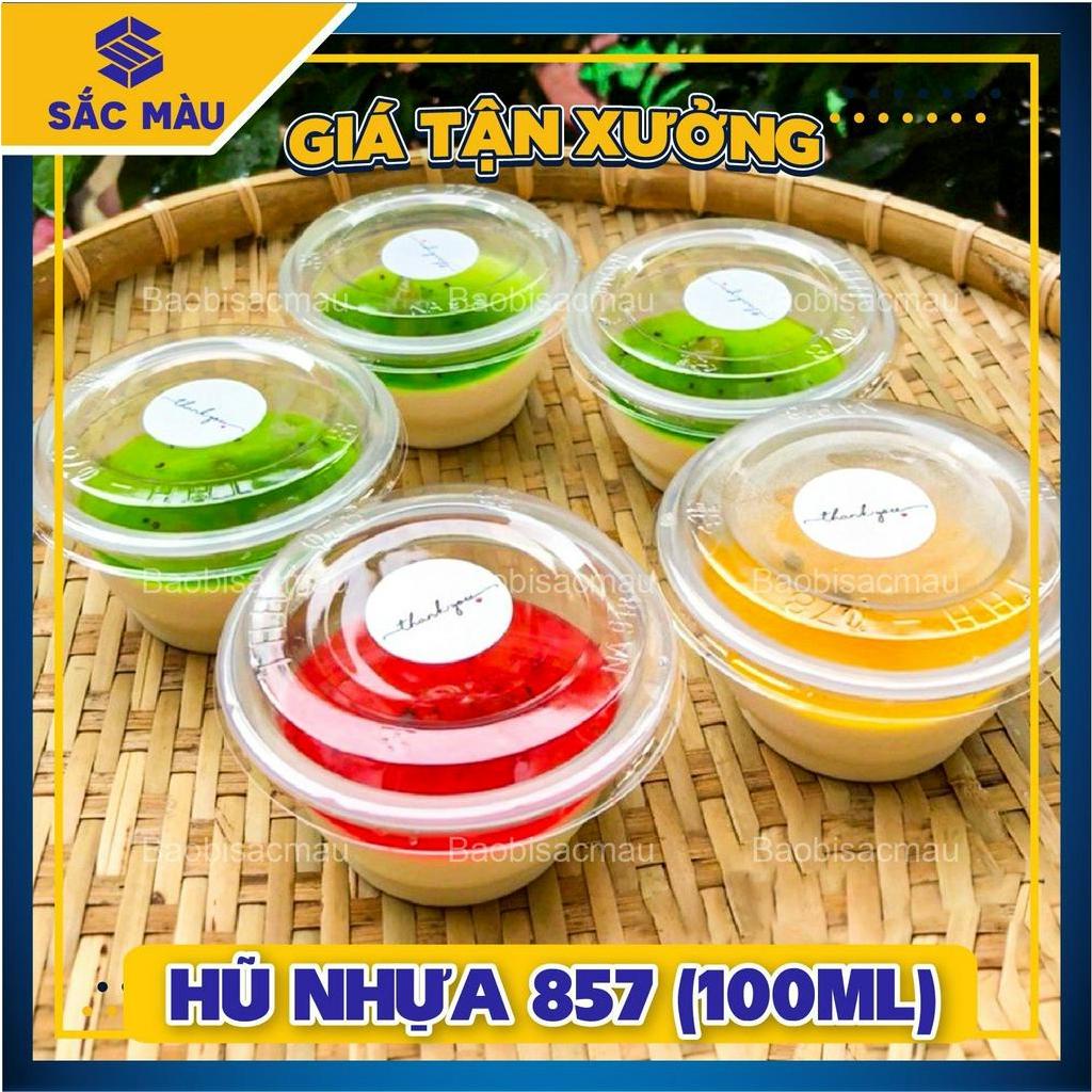 100 hũ nhựa 857 đựng rau câu, topping,... dung tích 100ml kèm nắp