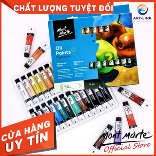 Bộ Màu Sơn Dầu Mont Marte Cao Cấp 12/24 Màu x12ml - Oil Paints Signature - PMHS0025/PMHS0032