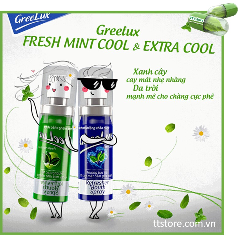 Xịt Thơm Miệng Thảo Dược GREELUX [Chai 12ml] Extra Cool / Fresh Mint Cool [Grelux, greenlux, greelus]