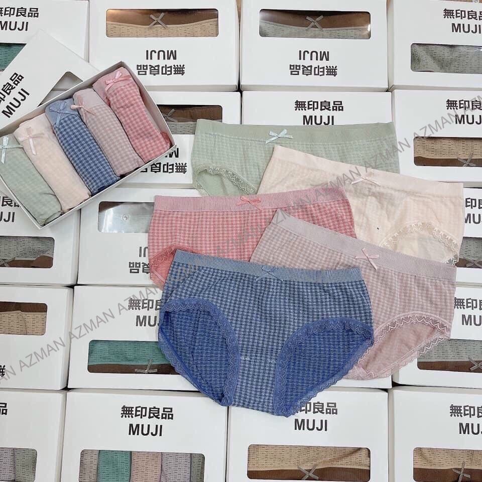 Hộp 5 Chiếc Quần Lót Nữ Cotton Viền Ren Kháng Khuẩn,Quần chip nữ Kẻ ô Cao Cấp Nhiều Màu Dễ Thương QL04