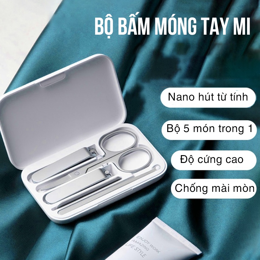 bộ bấm móng tay Xiaomi 5 Món Chất Liệu Inox 420/430 Không Gỉ Hộp Đựng Từ Tính