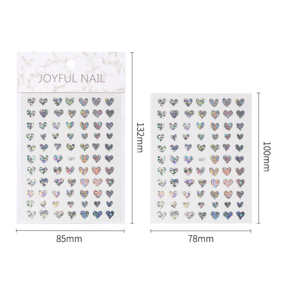 QQMALL 1 Miếng Dán Trang Trí Móng Tay Hình Trái Tim Màu Đen / Bạc DIY