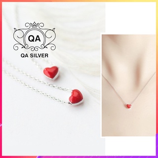 Dây chuyền bạc 925 mặt trái tim đỏ vòng cổ nữ nhỏ mini S925 HEART QA SILVER Necklace NE191102