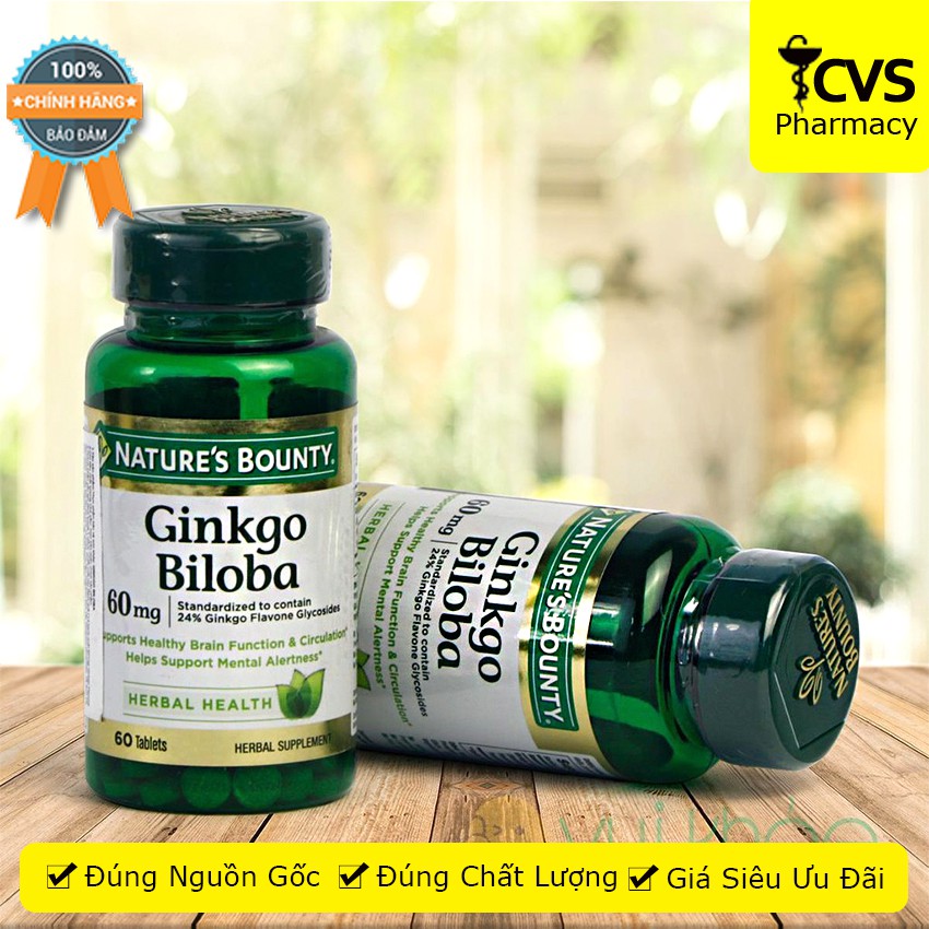 Viên uống bổ não Nature's Bounty Ginkgo Biloba 60mg 60 viên - cvspharmacy