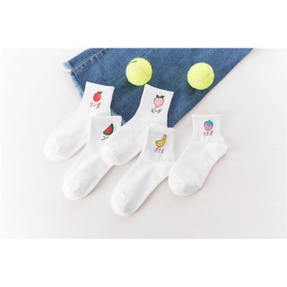 combo 5 đôi vớ hoa quả tất trái cây (màu trắng)
