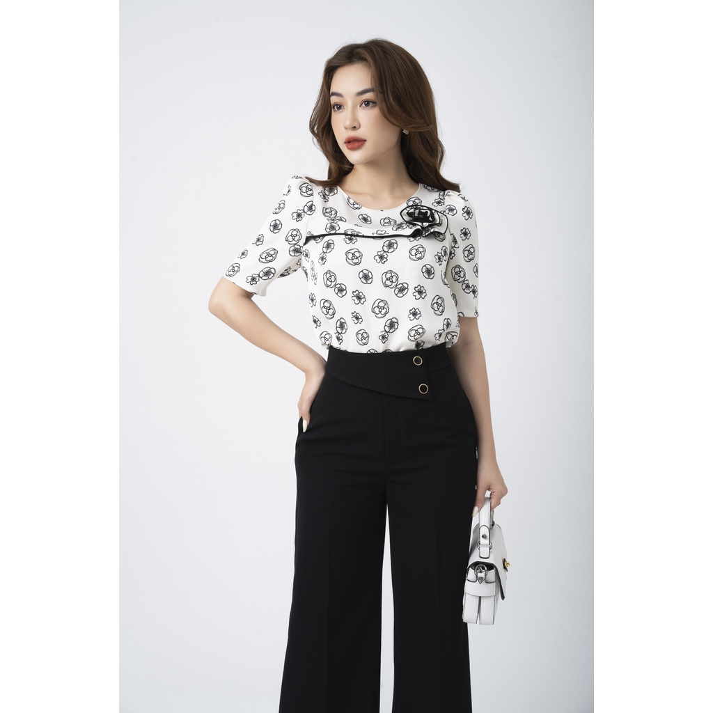 Quần suông nữ FIONA quần ông rộng thiết kế cao cấp đính 2 cúc trang trí phong cách công sở F352315