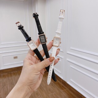 Đồng hồ nữ Chanel đeo tay cao cấp viền kim loại dây da, chống nước - bảo hành 12 tháng