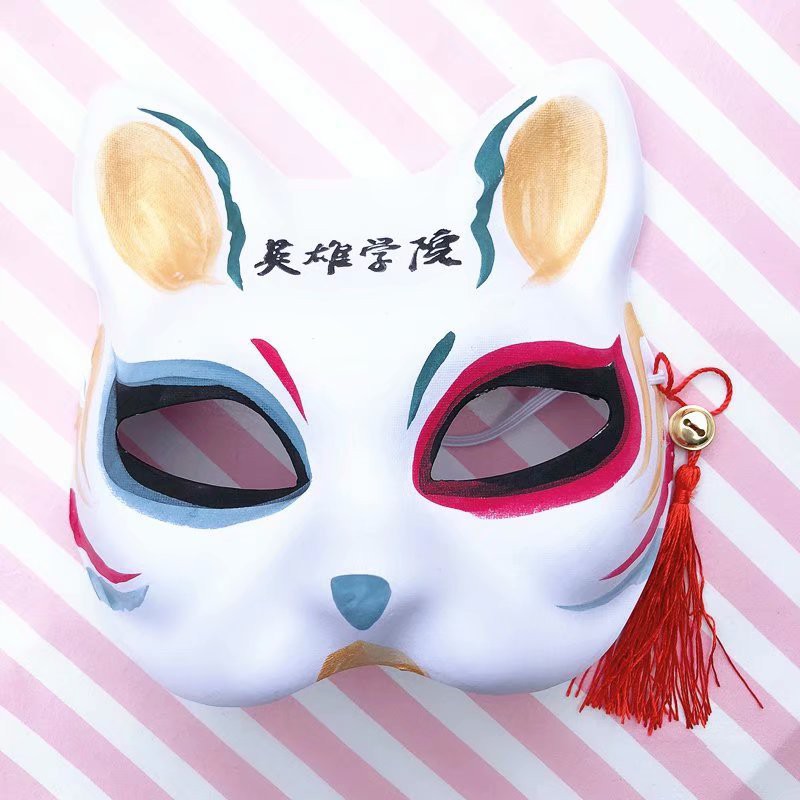 (Mask fox_cosplay) Mặt nạ mèo/Mặt nạ cáo/Vẽ sẵn Mặt Nạ Mèo Thần Tài Mặt Nạ Hồ ly, mặt nạ mèo thủ công