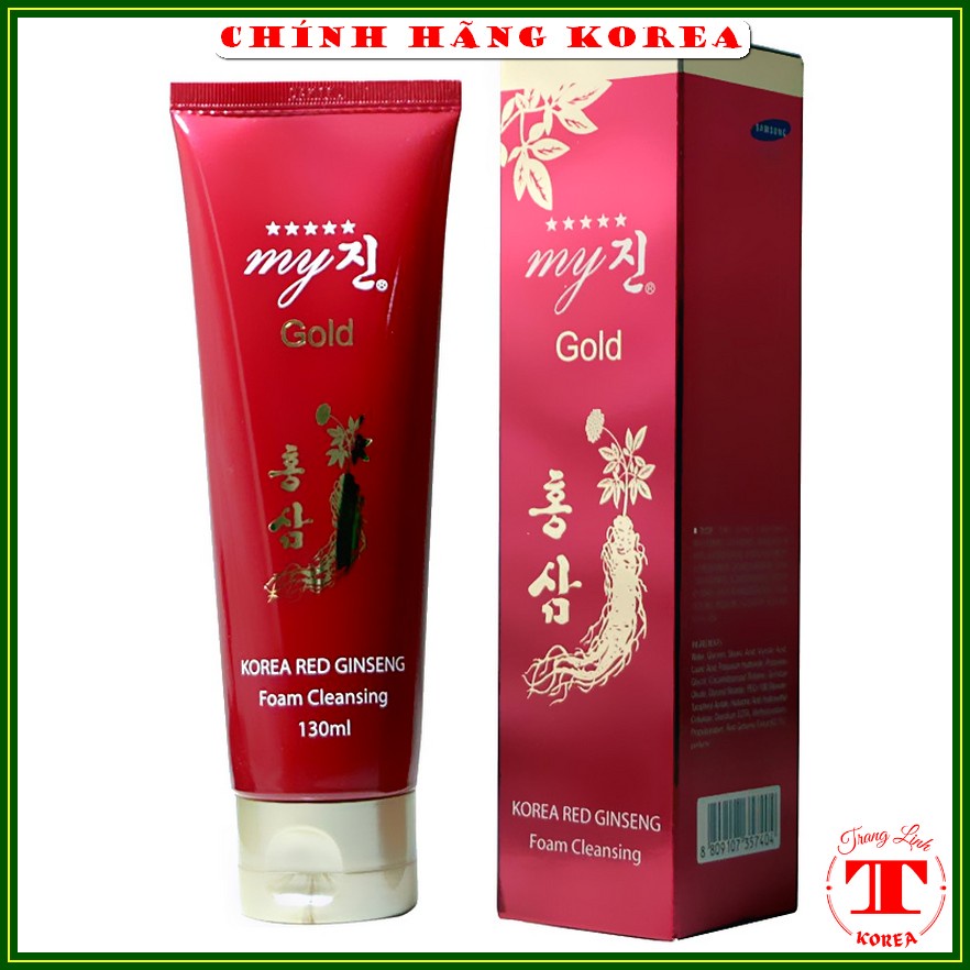 Sữa rửa mặt hồng sâm My Gold hàn quốc, tuýp 120gr - Sữa rửa mặt sâm đỏ chính hãng Korea, tranglinh