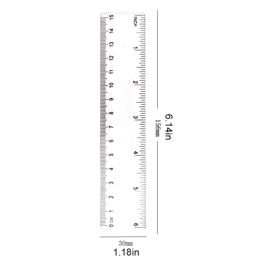 Thước kẻ màu trong suốt làm bằng nhựa 15cm / 20cm / 30cm