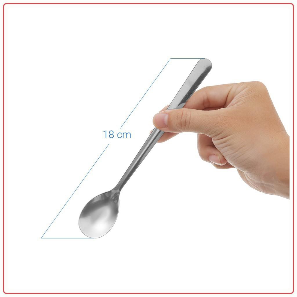 Muỗng cà phê inox ( set 10 cái ), thìa inox cán dài trơn 18cm Rainy RN-10MCP