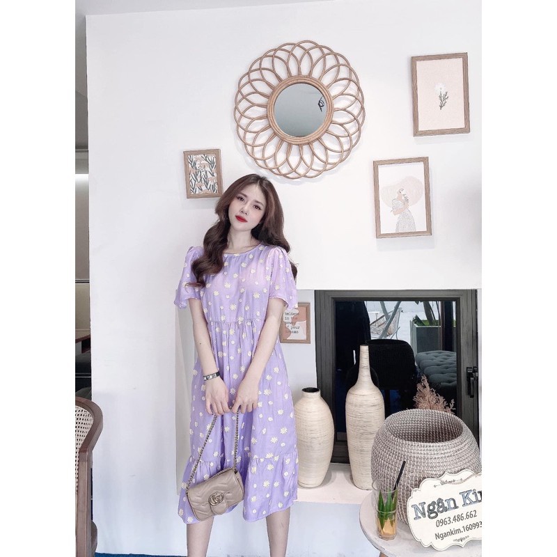 Váy bầu cao cấp chất đũi Hànthoáng mát không nhănfree size 43~68kgcam kết y hình