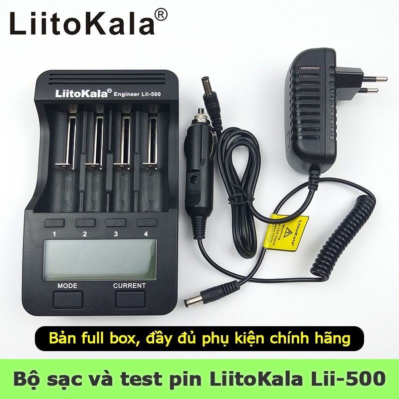 Bộ sạc và test dung lượng nội trở pin đa năng Liitokala Lii-500 cho pin AA AAA 18650 26650 14500 1.2V 3.2V 3.6V