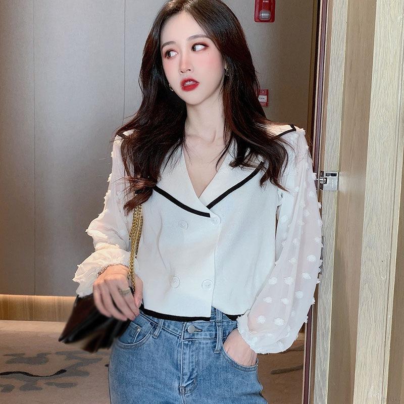 Áo Nữ Tay Dài Phối Lưới Thời Trang Hàn Quốc