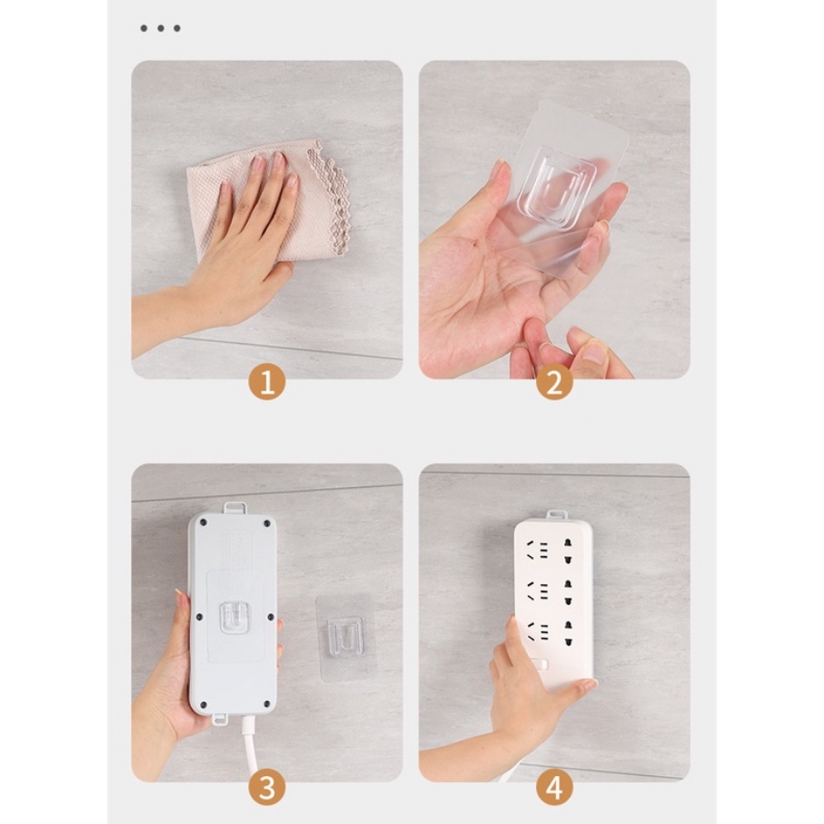 1 Cặp Móc Treo Đồ Dán Tường Hai Mặt Trong Suốt Đa Năng