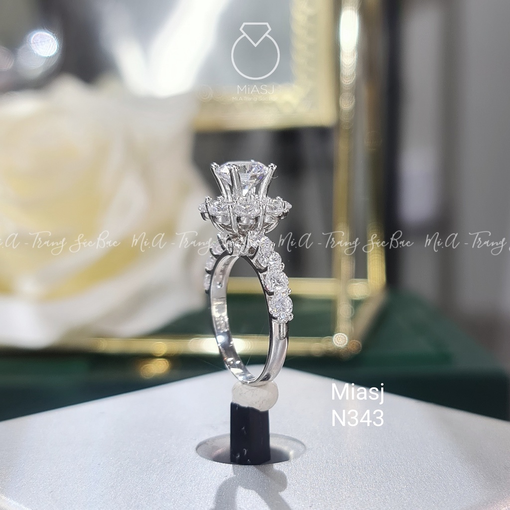 Nhẫn nữ bạc Ý S925 nạm đá xoàng 2 tầng cao cấp MiASJ N343 sang trọng