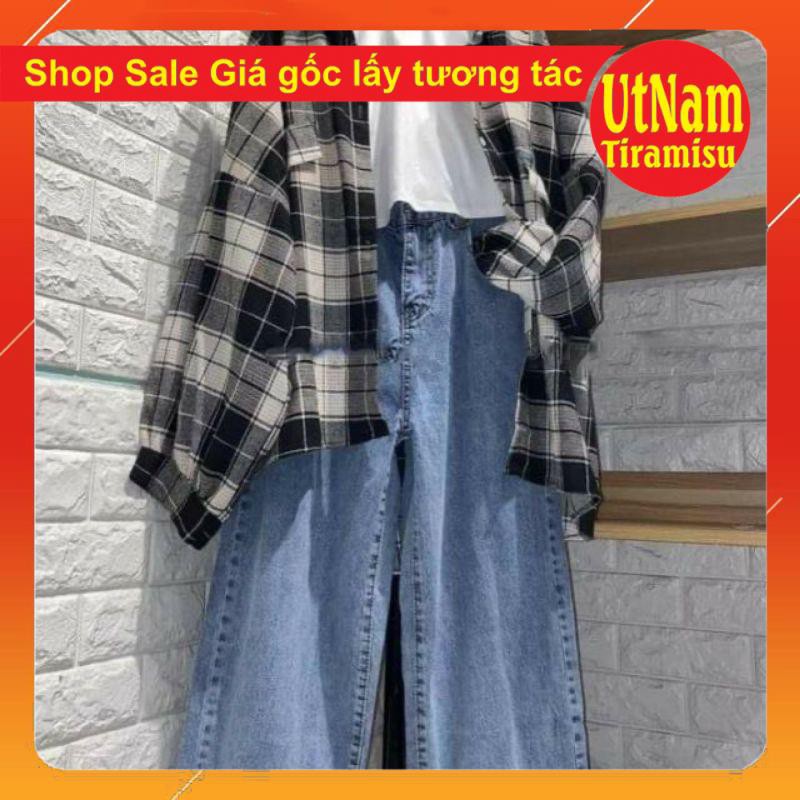 Sét Đồ Bộ Nữ quần Jeans gồm Áo croptop + sơ mi  + quần bò ống rộng, quần short đùi unisex