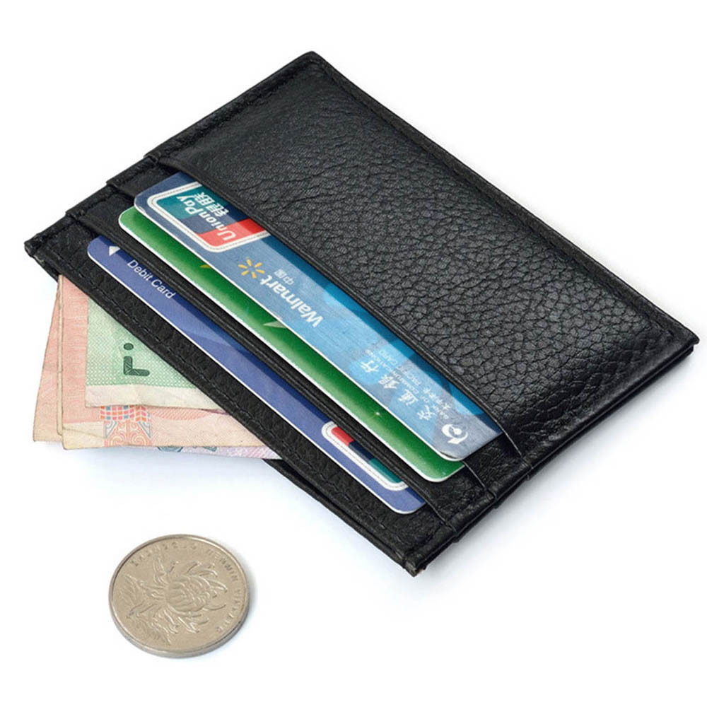 QQMALL Mini Money Pouch Slim Bank Card Card Holder Purse Slot Clip Wallet Case  Bag PU Leather High Quality Credit Card/Multicolor