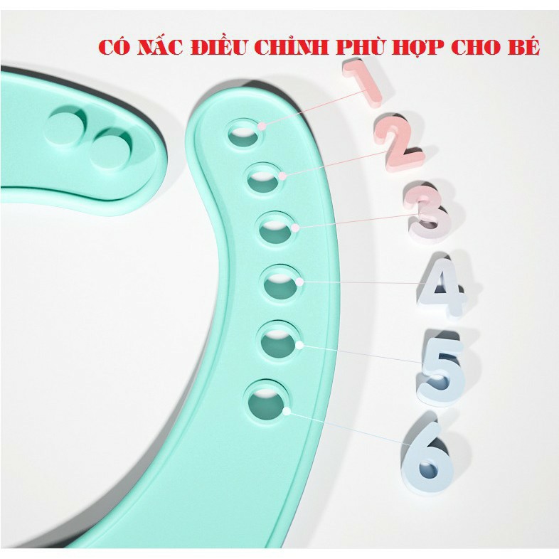 Yếm máng ăn dặm 3D Silicon cao cấp siêu mềm, chống dính, chống bám bẩn cho bé