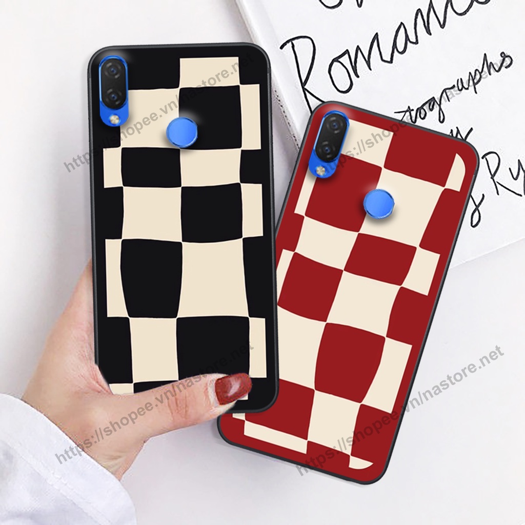 Ốp lưng Huawei Nova 3 / Nova 3E / Nova 3i mặt cười, họa tiết caro đơn giản đẹp cute