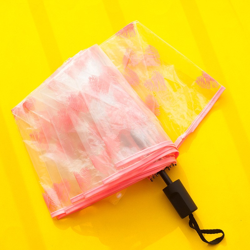 ô dù gấp trong suốt đi mưa cao cấp hoạ tiết thỏ trái tim đáng yêu