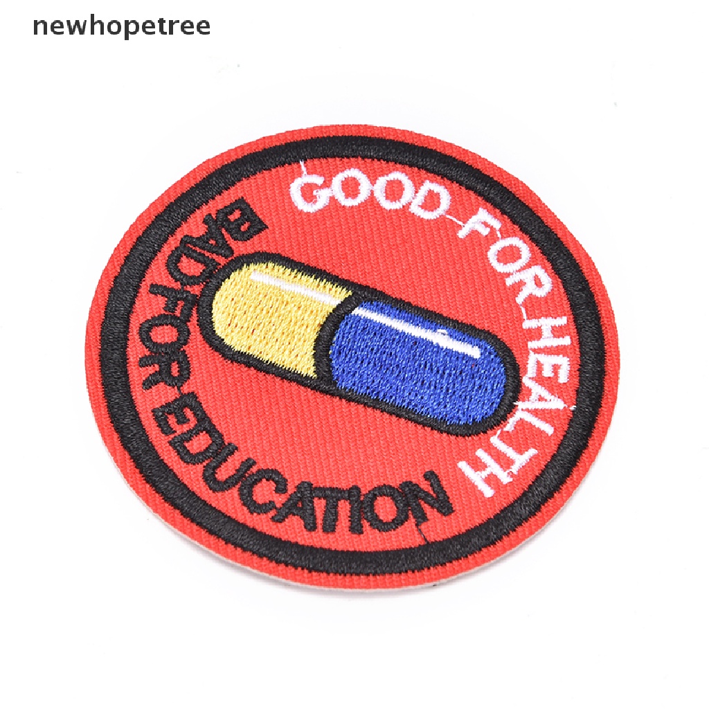 newhopetree japanese akira kaneda good for health, bad for education iron on patch  OIK