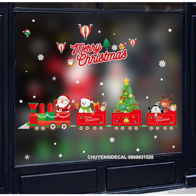 Decal trang trí tường Noel - Đoàn Tàu Noel Sắc Màu Mới