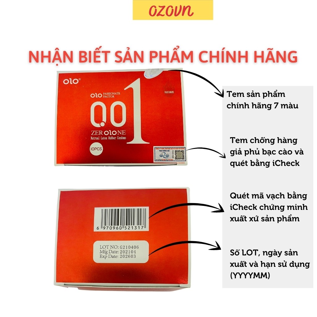 Bao cao su OLO đỏ siêu mỏng 001, bcs tạo độ ấm nóng, nhiều gel hộp 10c-olo_store