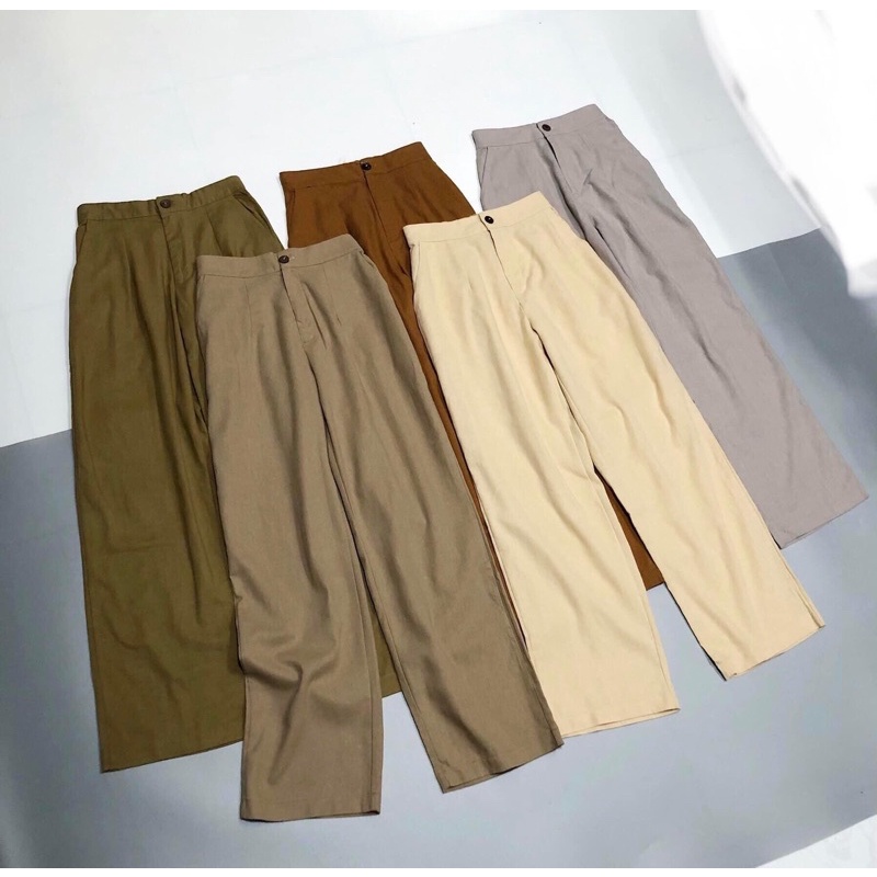 Quần linen ống rộng hack chân siêu đẹp