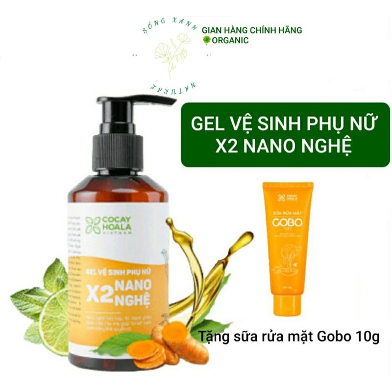 Dung Dịch Vệ Sinh Phụ Nữ Hồng Mịn Se Khít Gel X2 Nano Nghệ Cocayhoala 150ml