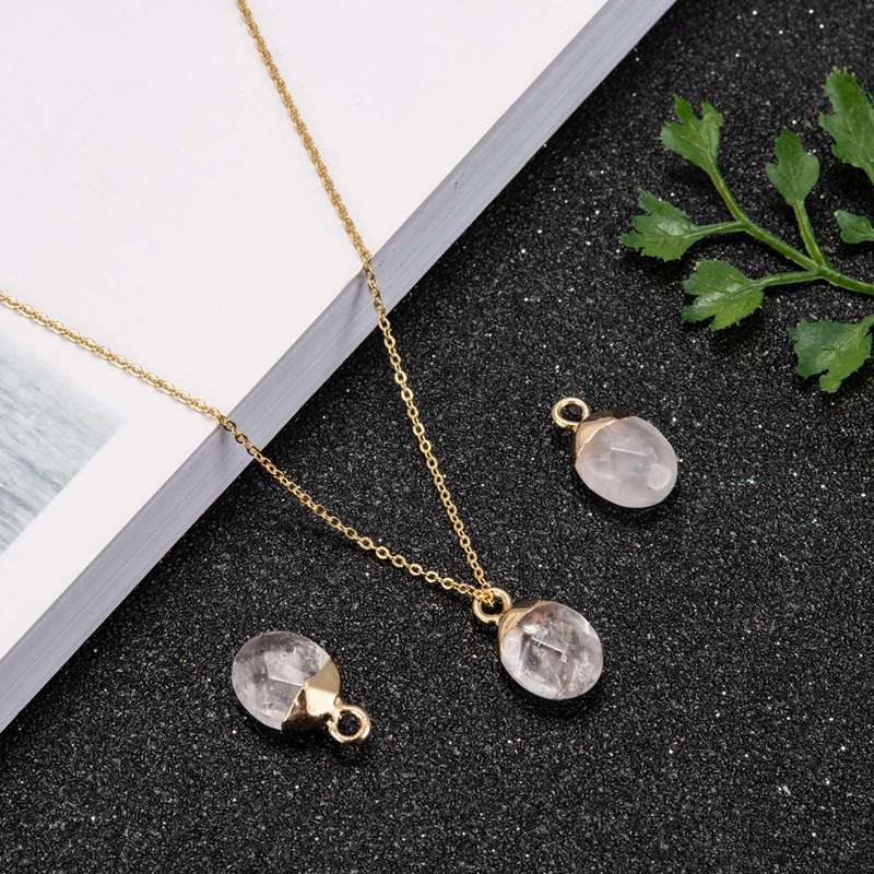 CHARMS Set 2 Mặt Dây Chuyền Đá Ngọc Bích Tự Nhiên Hình Oval