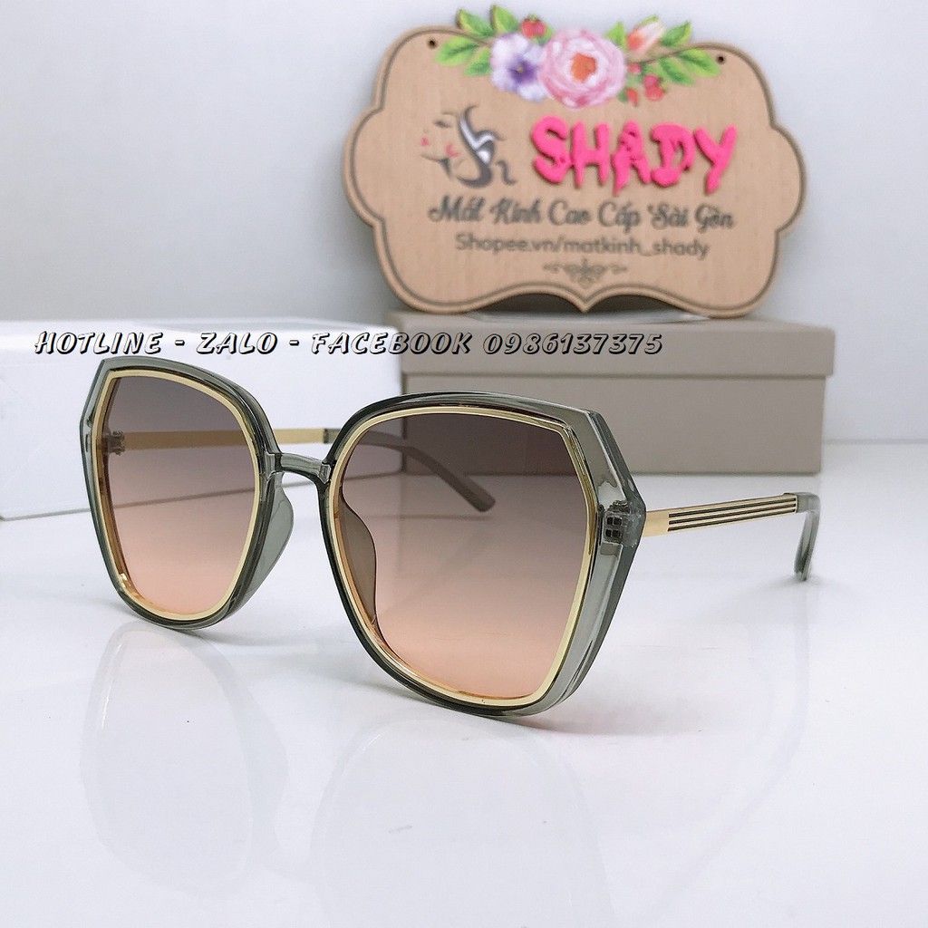 Mắt Kính Nữ Cao Cấp Màu Cam Khói Viền Kim Loại Full Box