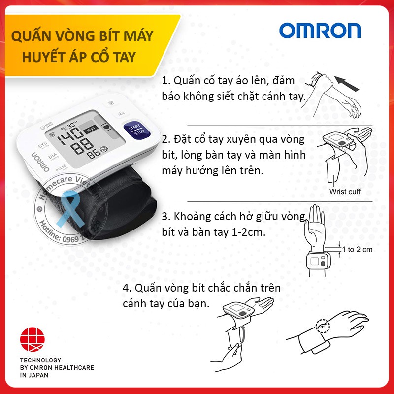 Máy đo huyết áp cổ tay OMRON HEM-6181, bảo hành 5 năm, nhỏ gọn, tiện mang đi, chính xác cao