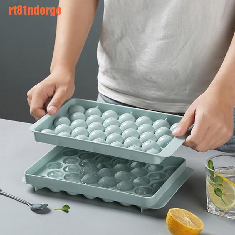 Khay Làm Đá Viên Bằng Nhựa Hình Tròn Có Nắp Đậy Tiện Dụng